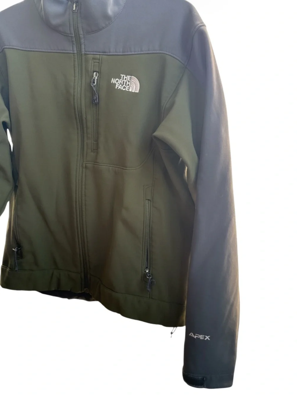 The North Face Men's Apex Soft Shell Green Gray Full Zip Jacket Size Small